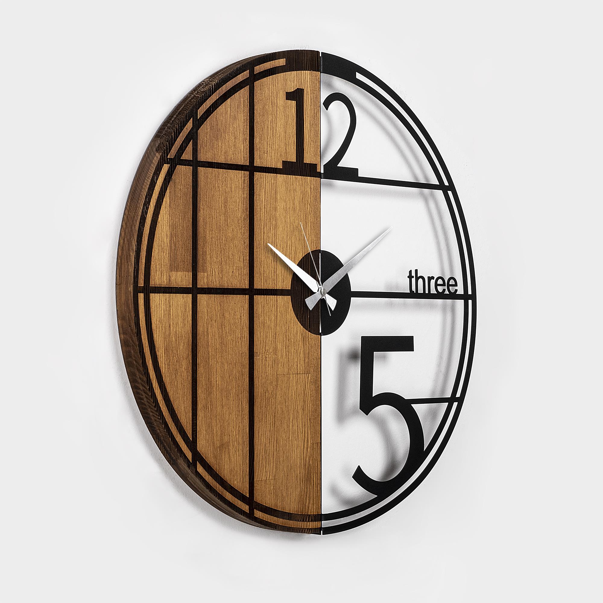 MAS-062 Dekoratif Ahşap Metal Duvar Saati | ByLamp