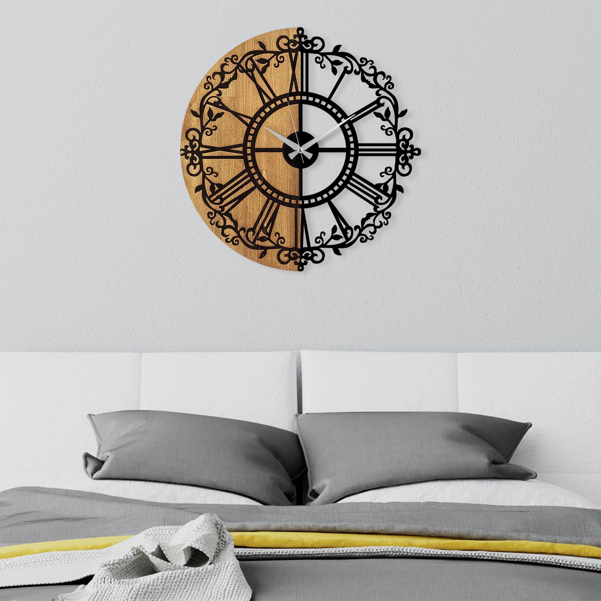 MAS-063 Dekoratif Ahşap Metal Duvar Saati | ByLamp