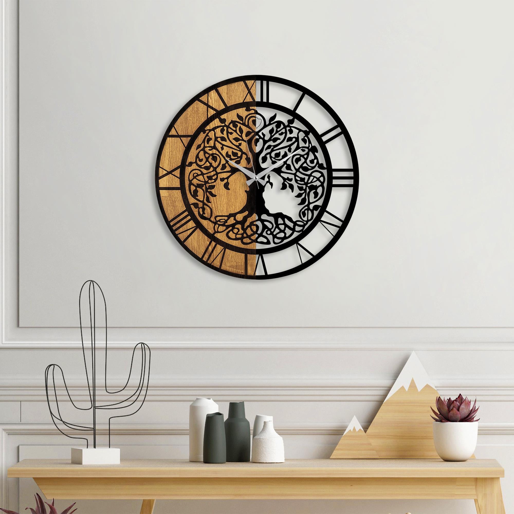 MAS-064 Dekoratif Ahşap Metal Duvar Saati | ByLamp