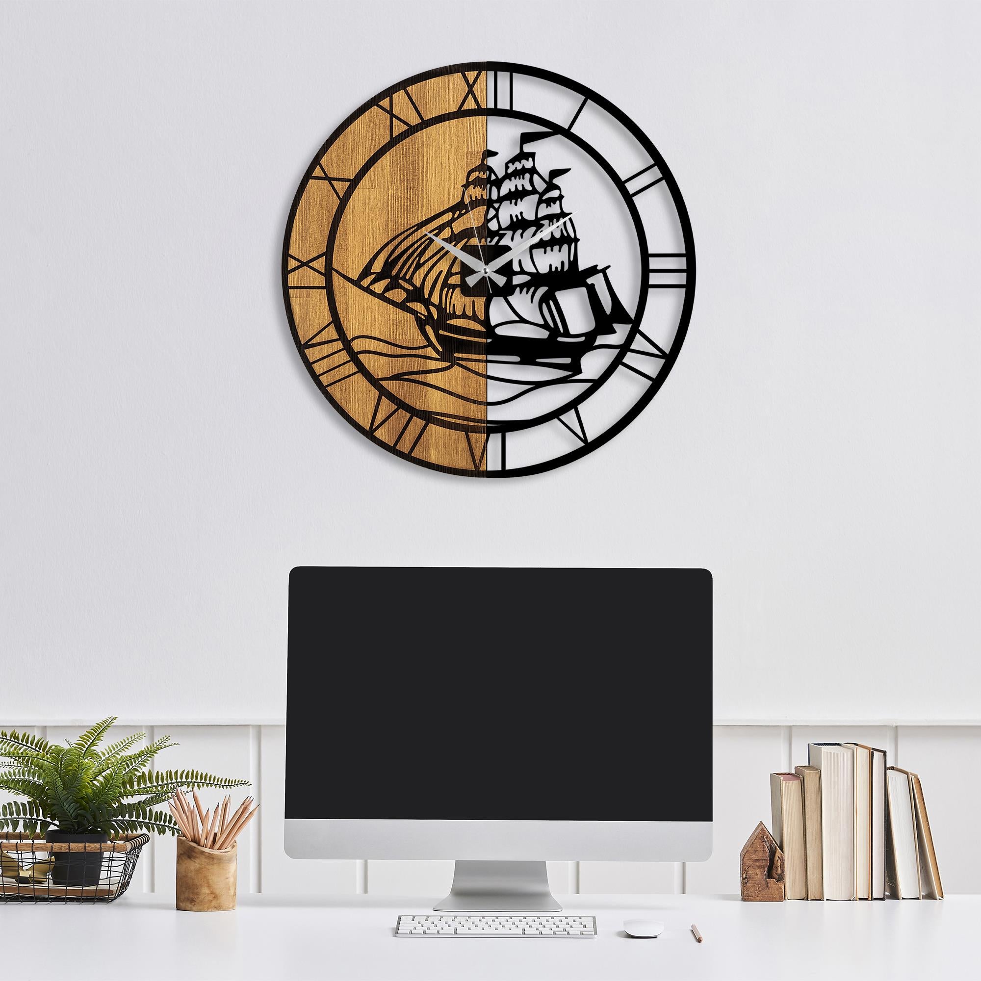 MAS-065 Dekoratif Ahşap Metal Duvar Saati | ByLamp