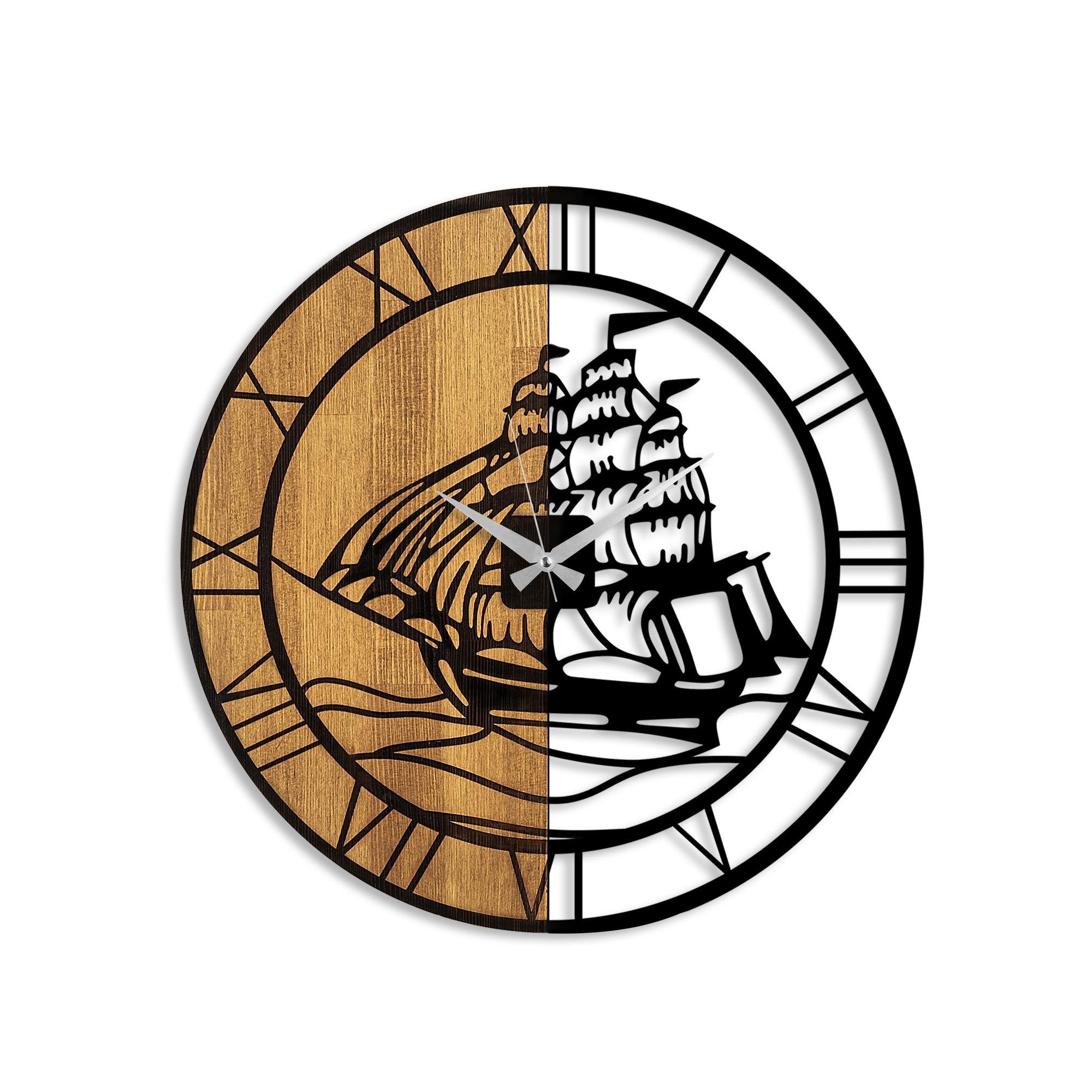 MAS-065 Dekoratif Ahşap Metal Duvar Saati | ByLamp