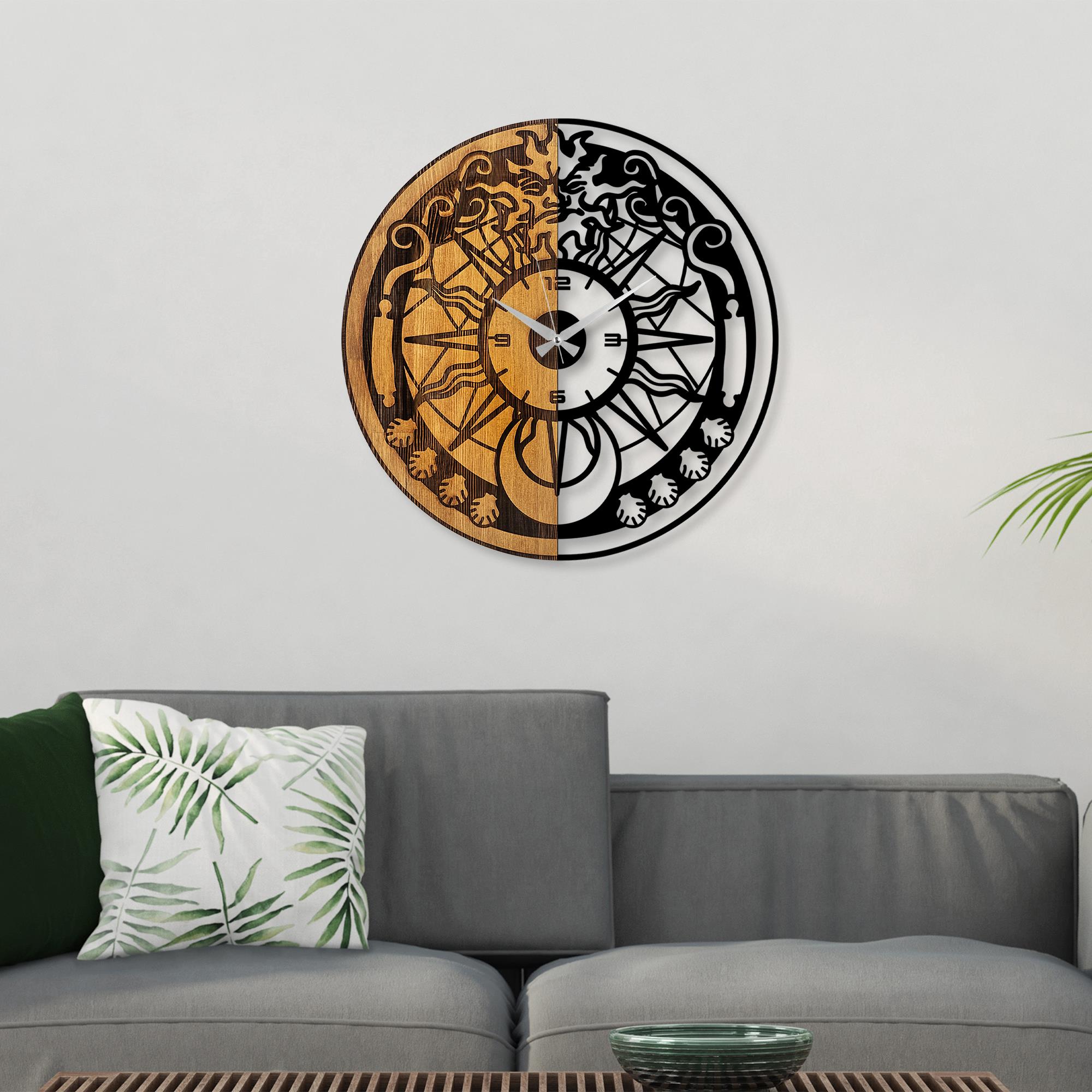 MAS-067 Dekoratif Ahşap Metal Duvar Saati | ByLamp