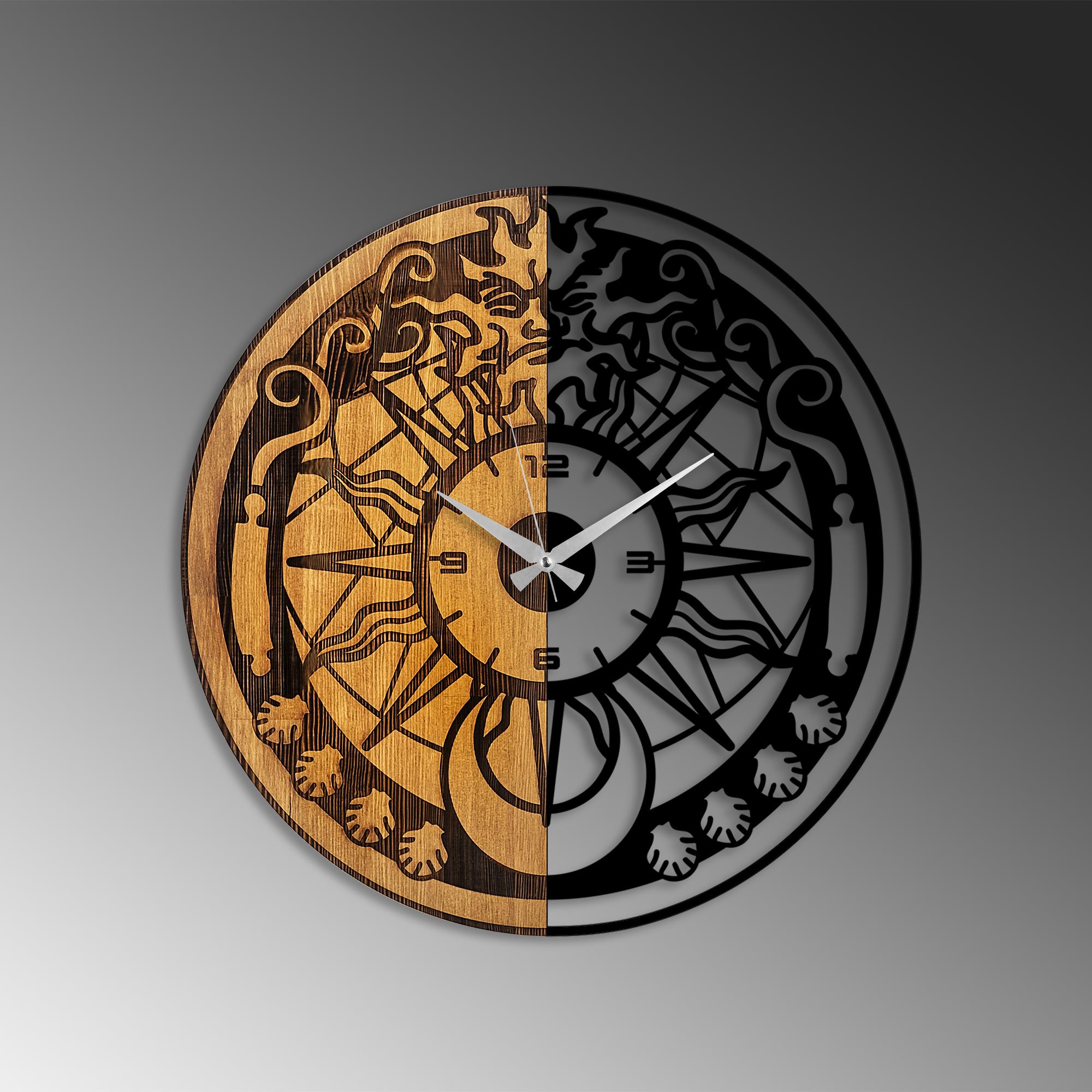 MAS-067 Dekoratif Ahşap Metal Duvar Saati | ByLamp