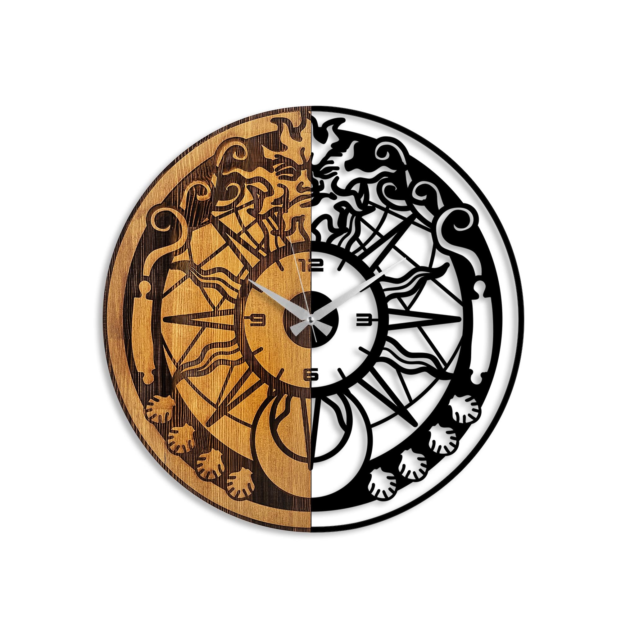 MAS-067 Dekoratif Ahşap Metal Duvar Saati | ByLamp