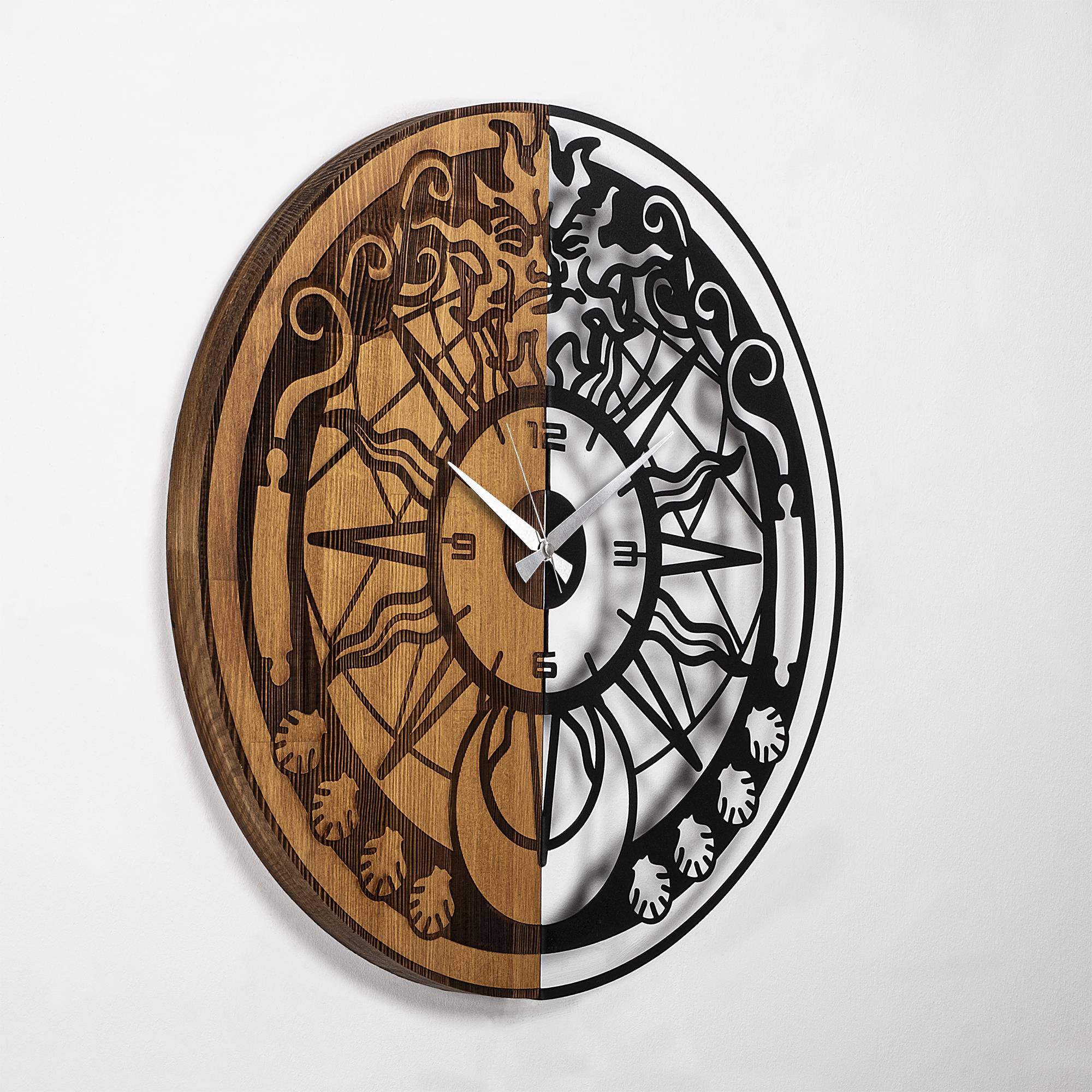 MAS-067 Dekoratif Ahşap Metal Duvar Saati | ByLamp