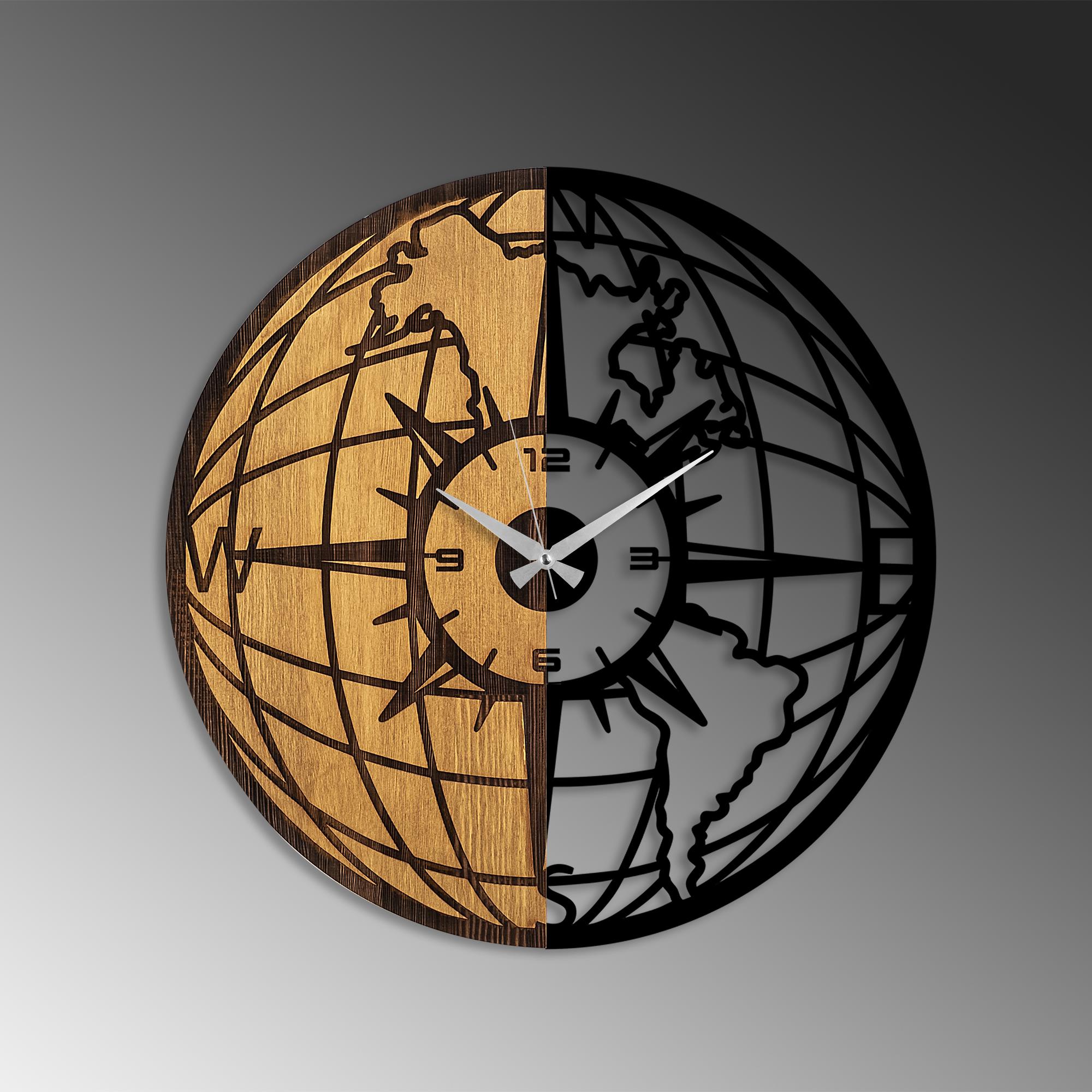 MAS-070 Dekoratif Ahşap Metal Duvar Saati | ByLamp