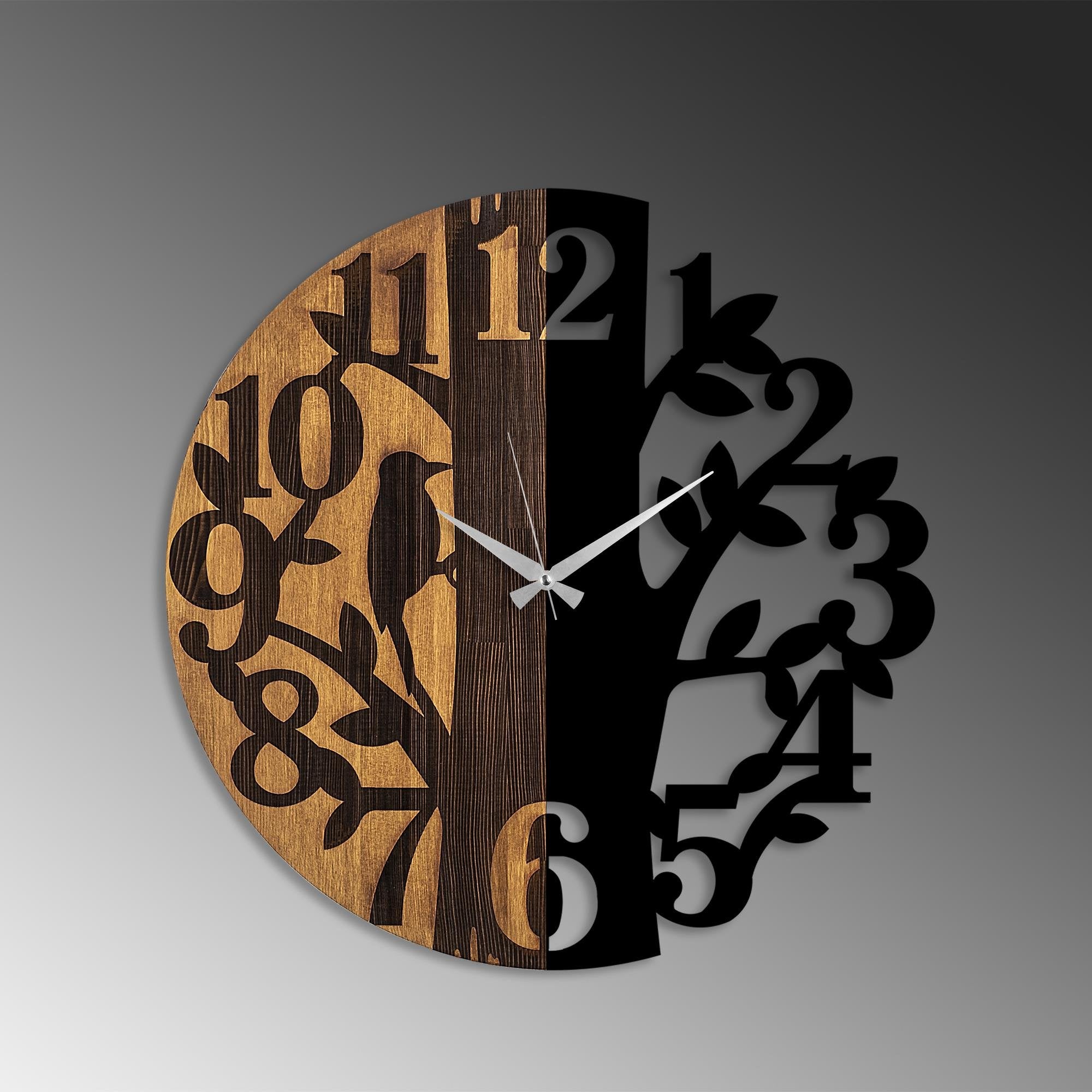 MAS-071 Dekoratif Ahşap Metal Duvar Saati | ByLamp