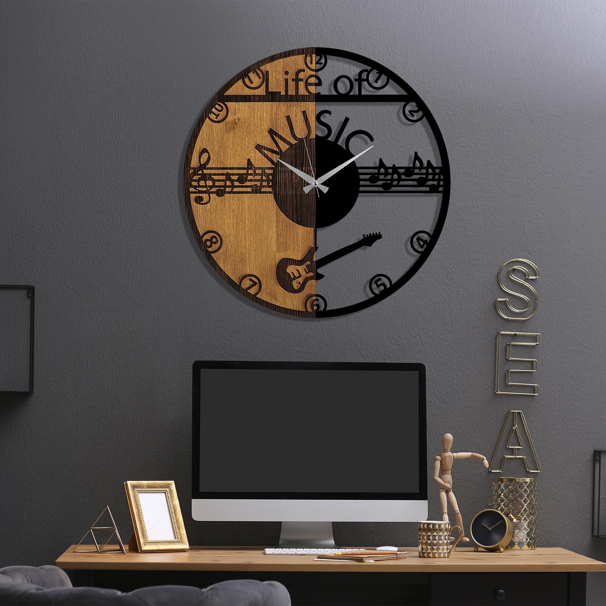 MAS-072 Dekoratif Ahşap Metal Duvar Saati | ByLamp