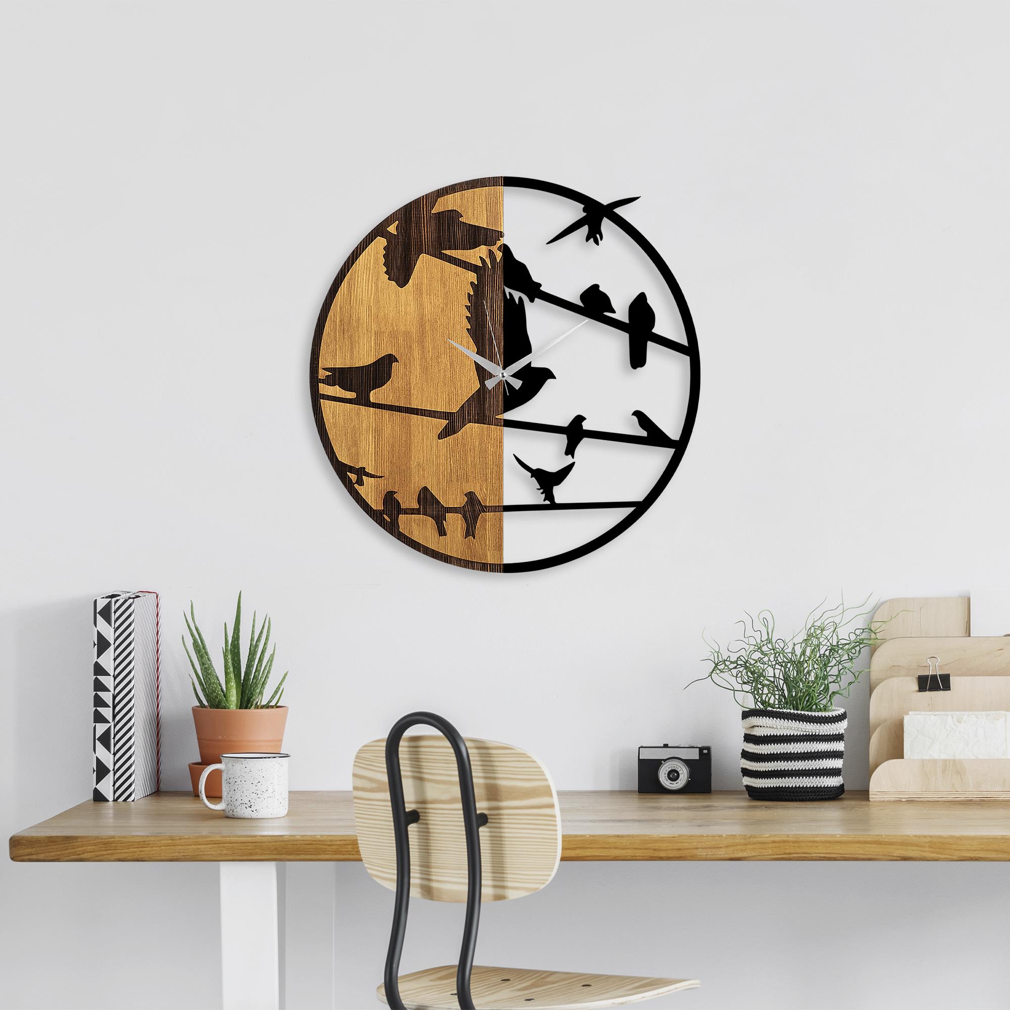 MAS-073 Dekoratif Ahşap Metal Duvar Saati | ByLamp