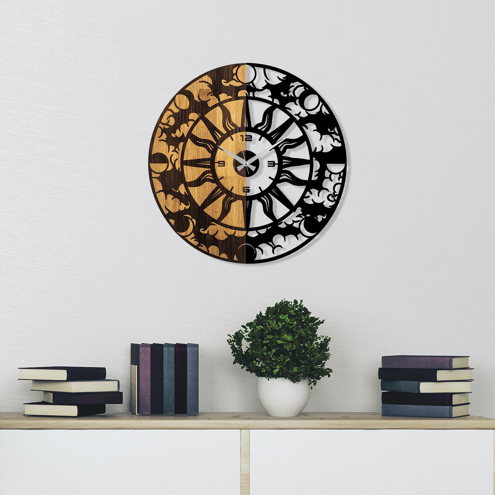 MAS-074 Dekoratif Ahşap Metal Duvar Saati | ByLamp
