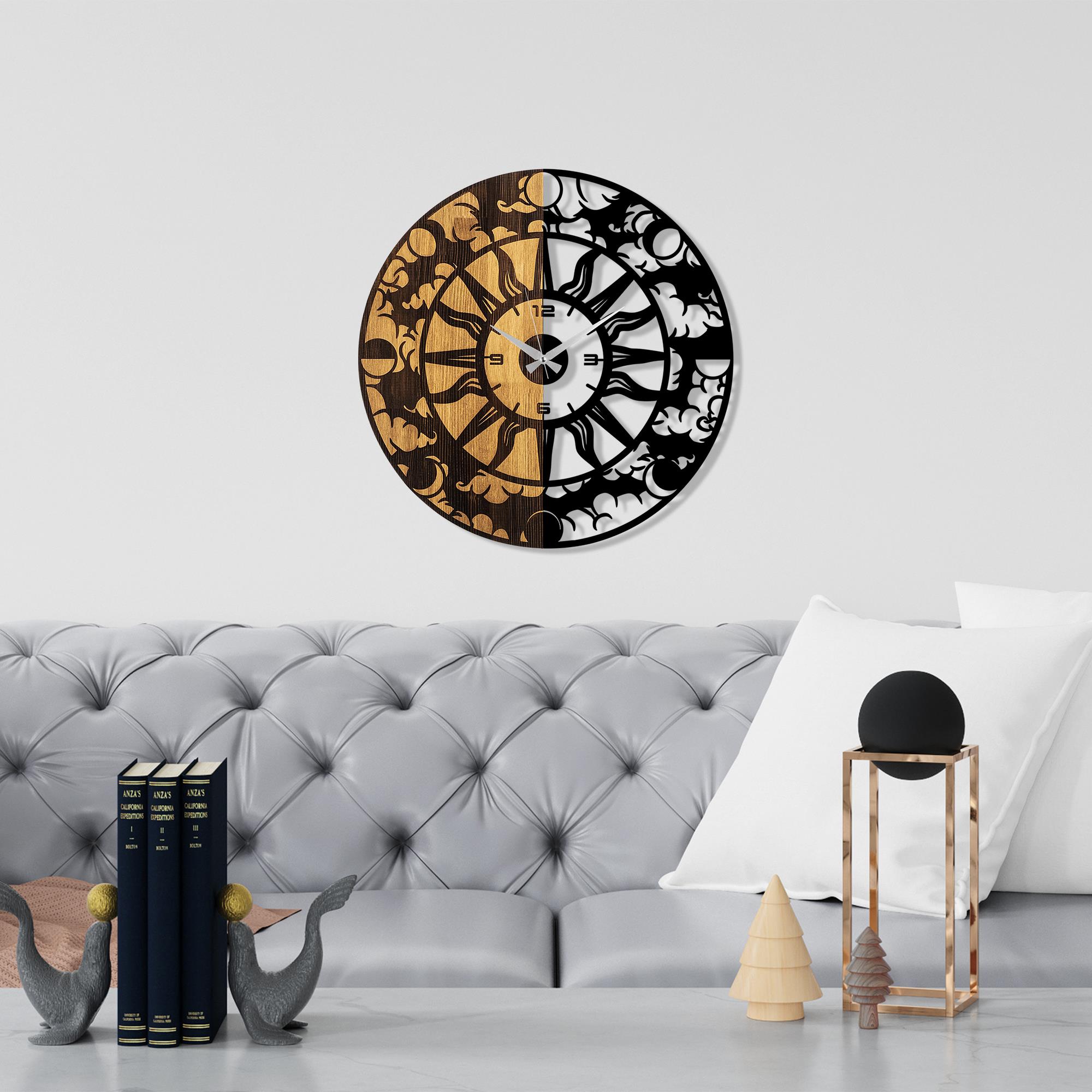 MAS-074 Dekoratif Ahşap Metal Duvar Saati | ByLamp