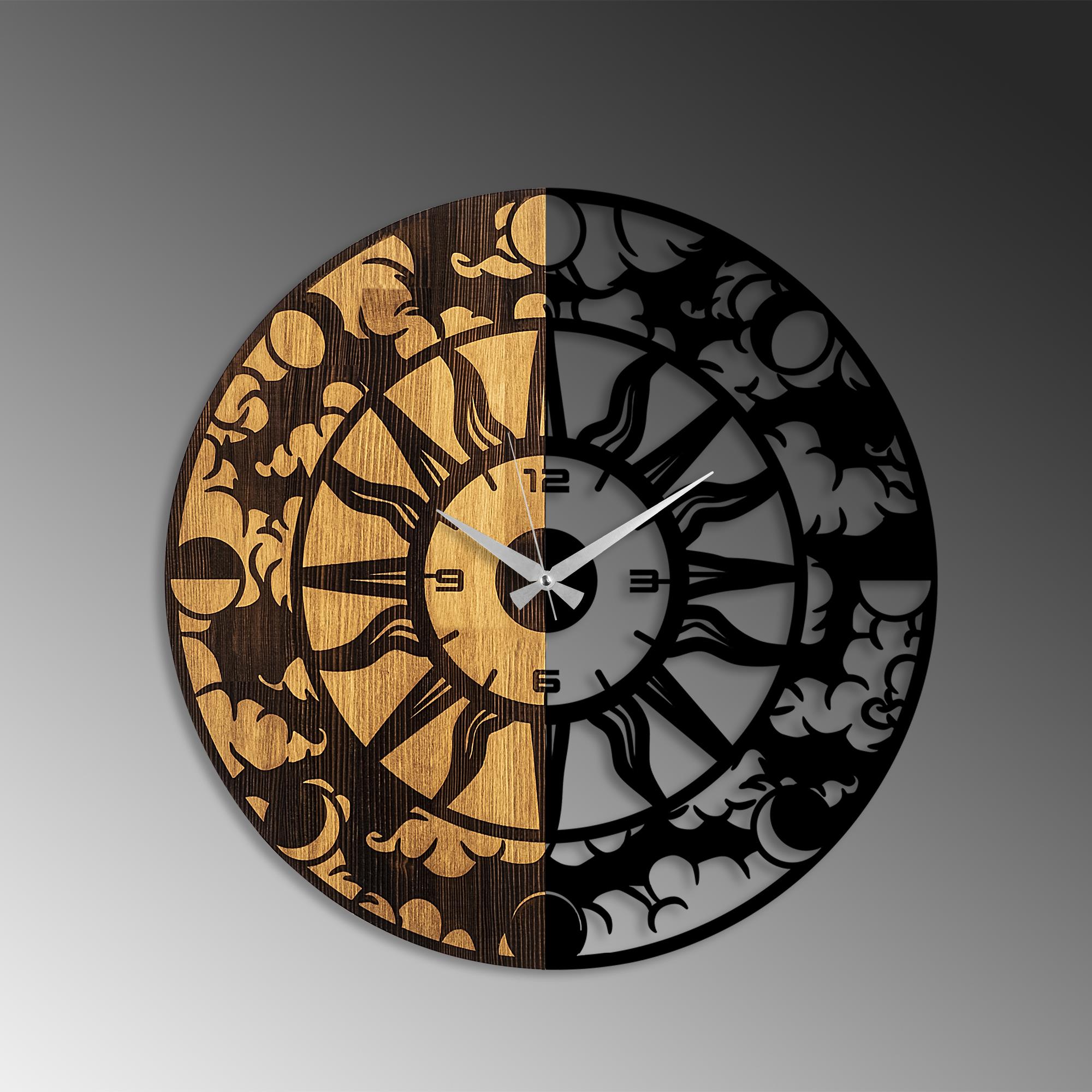 MAS-074 Dekoratif Ahşap Metal Duvar Saati | ByLamp