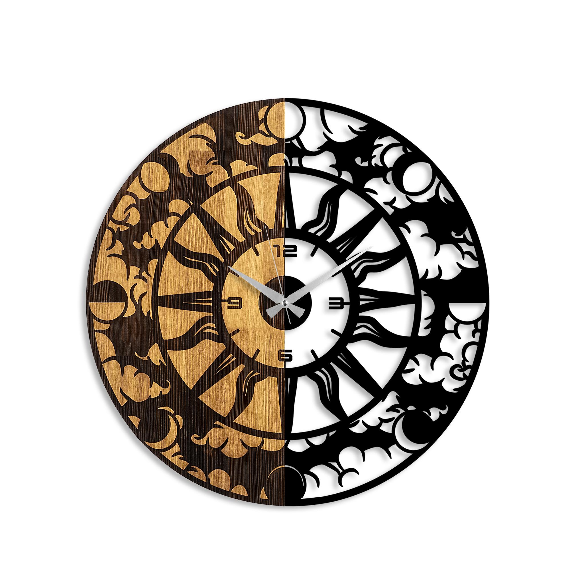 MAS-074 Dekoratif Ahşap Metal Duvar Saati | ByLamp