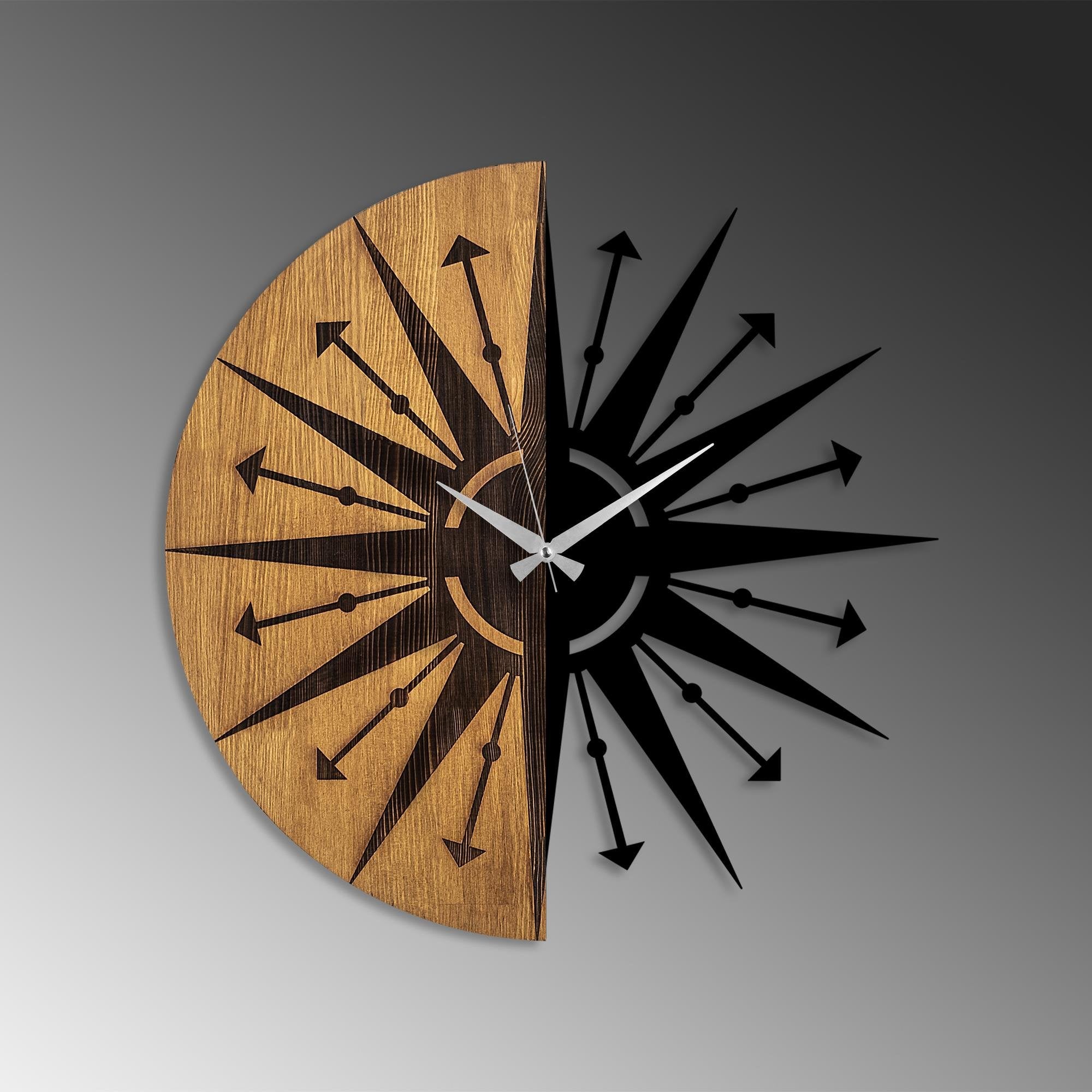 MAS-075 Dekoratif Ahşap Metal Duvar Saati | ByLamp