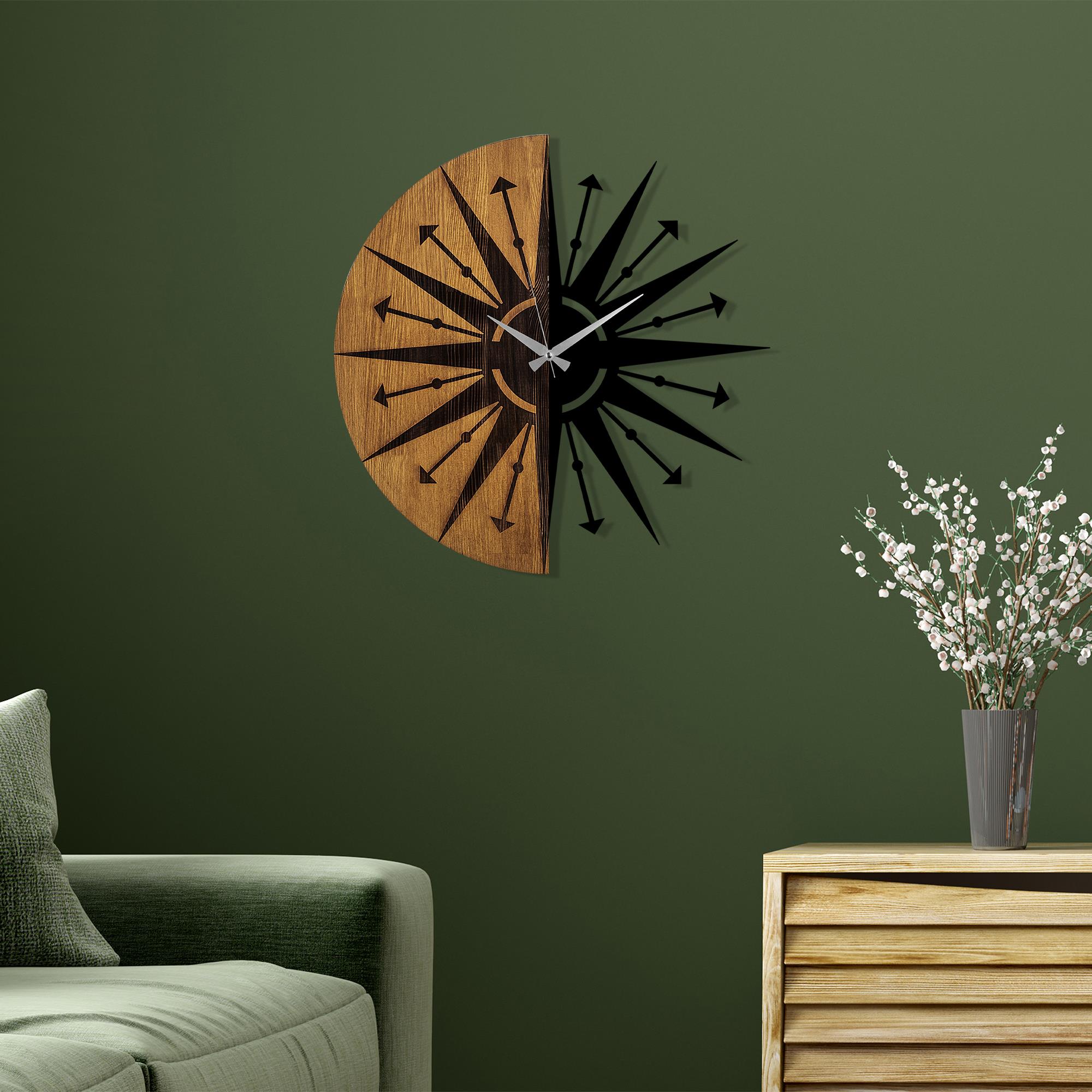 MAS-075 Dekoratif Ahşap Metal Duvar Saati | ByLamp