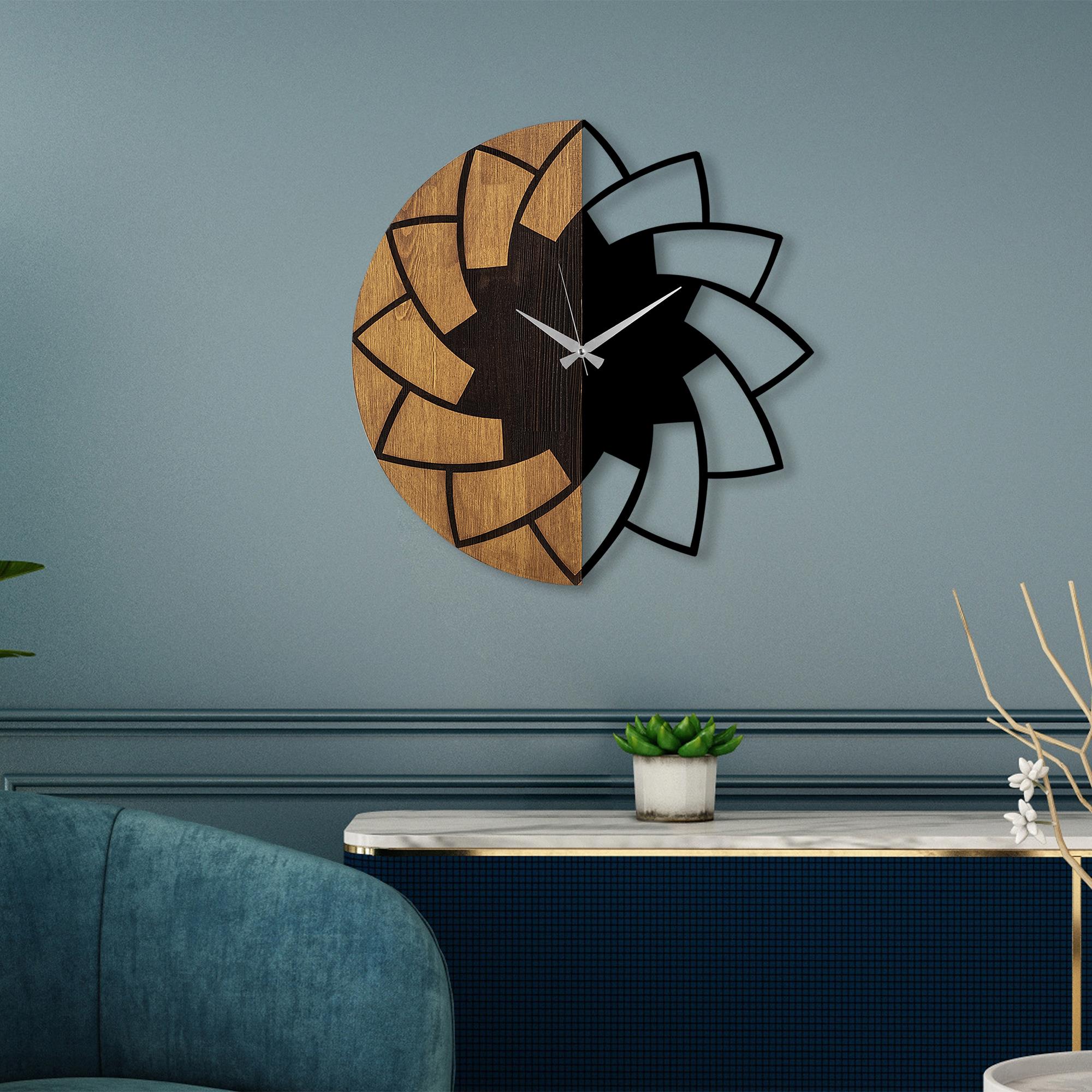 MAS-080 Dekoratif Ahşap Metal Duvar Saati | ByLamp