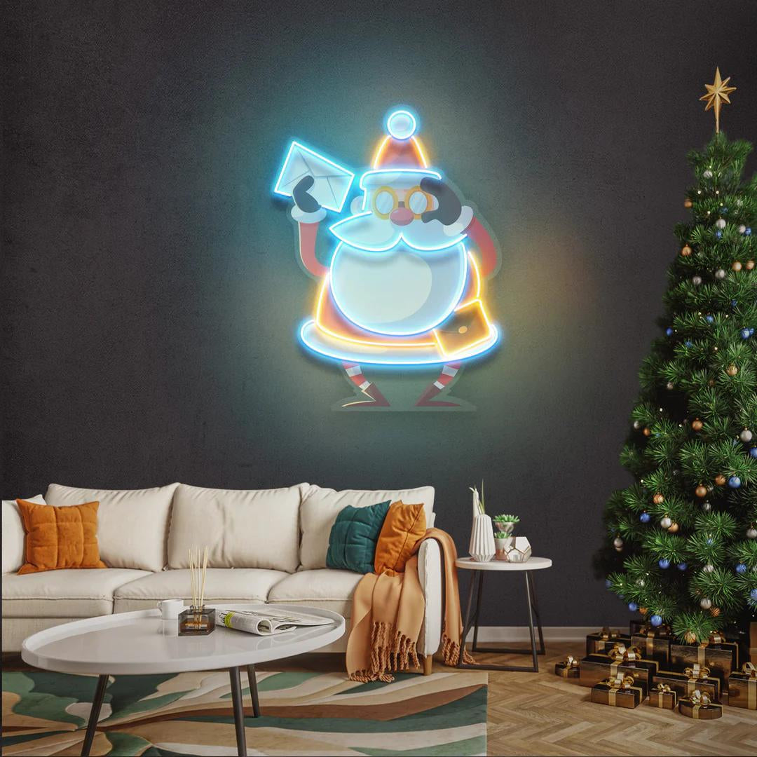 Santa Claus and Envelope Figured Neon Lamp