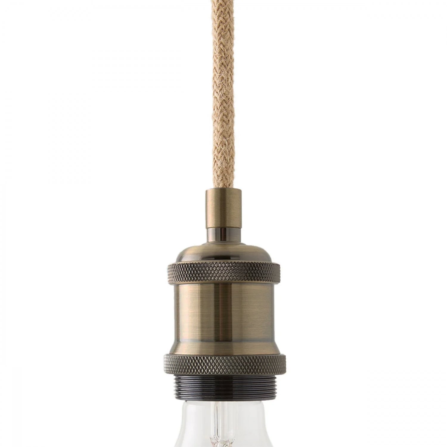 Nova Rustic Pendant Lighting with Antiqued Lampholder and Rope | ByLamp