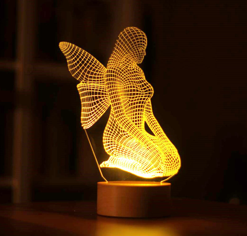 3D Sitting Angel Led Lamp