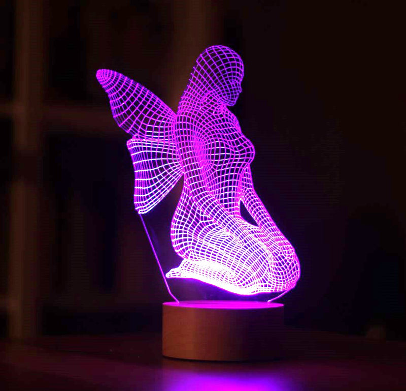 3D Sitting Angel Led Lamp