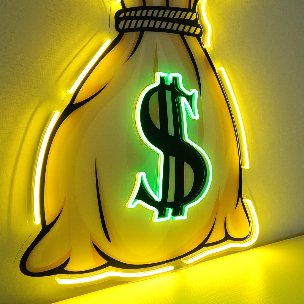 Money Bag Figured Led Light Neon Sign