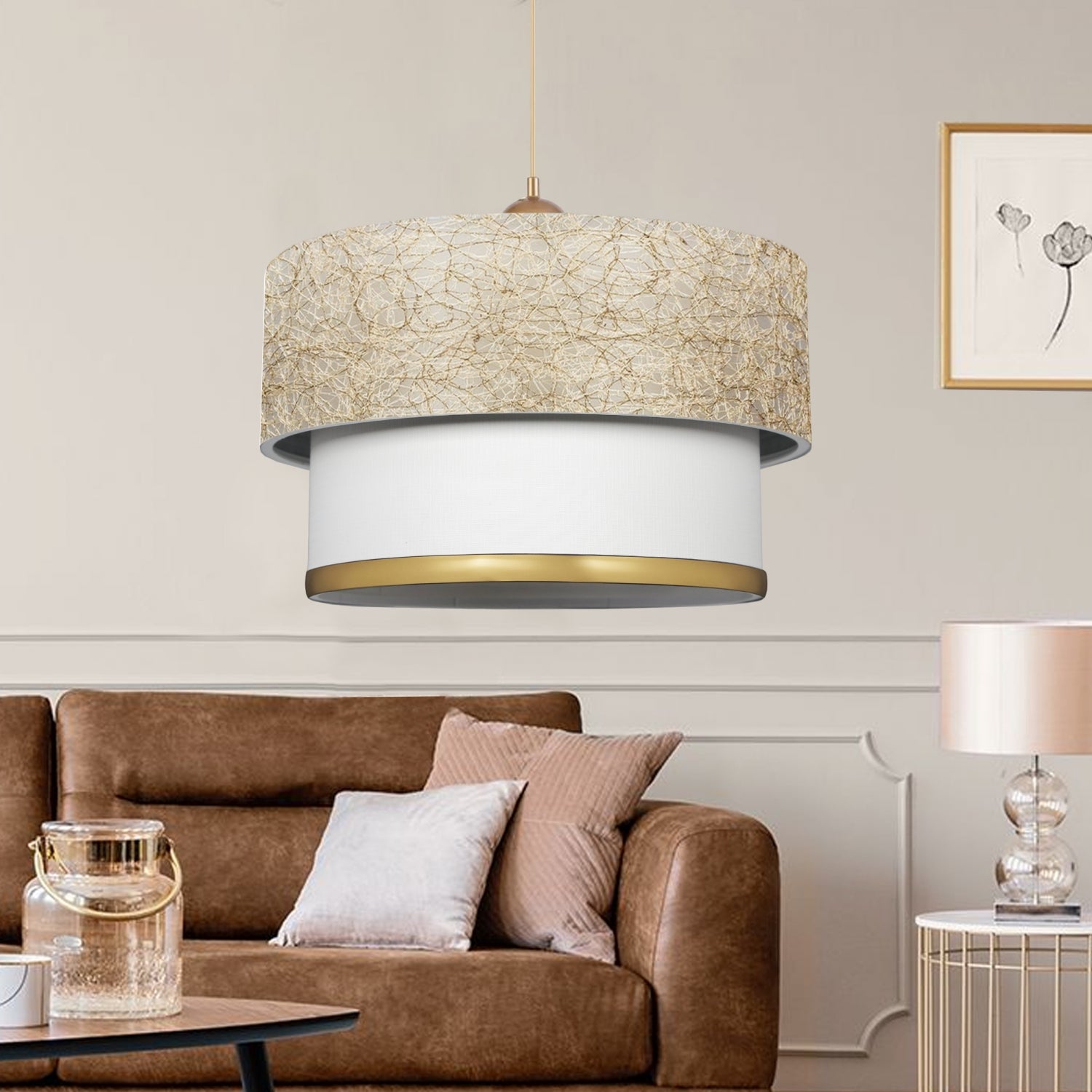 Cake Single Gold Rope Lampshade Pendant Lamp | ByLamp