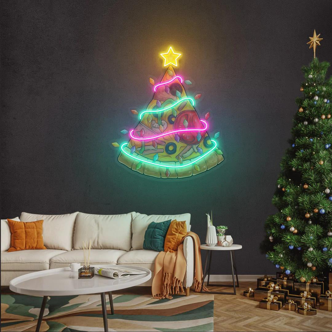 Pizza Figure Christmas Tree Neon Lamp