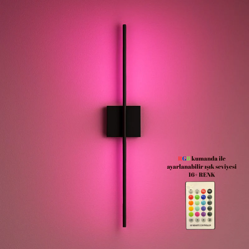 Duvara Yansımalı Şarjlı LED Siyah Aplik RGB | ByLamp