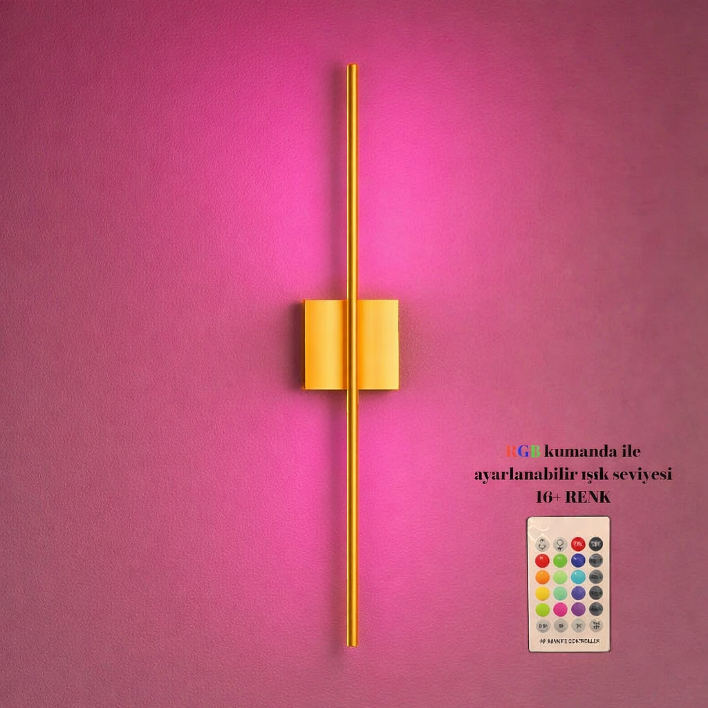 Duvara Yansımalı Şarjlı LED Gold Aplik RGB | ByLamp