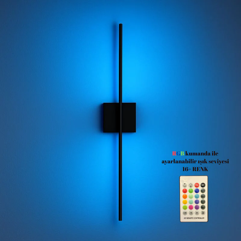 Duvara Yansımalı Şarjlı LED Siyah Aplik RGB | ByLamp