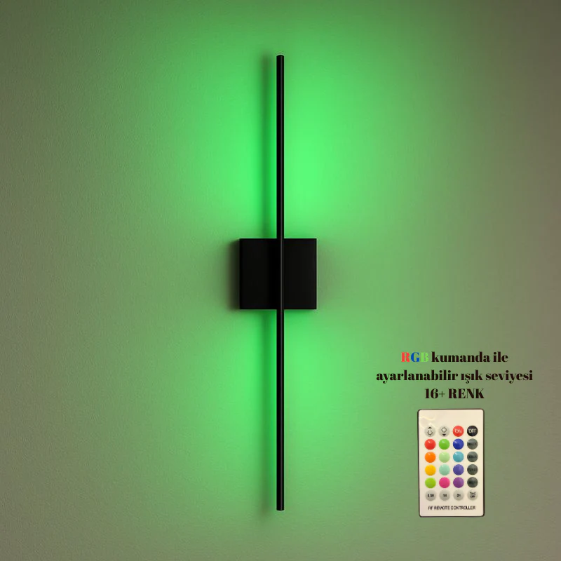 Duvara Yansımalı Şarjlı LED Siyah Aplik RGB | ByLamp