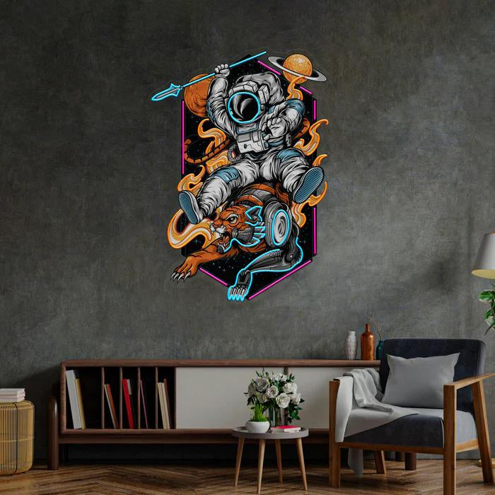 Warrior Astronaut Figured Neon Lamp Design