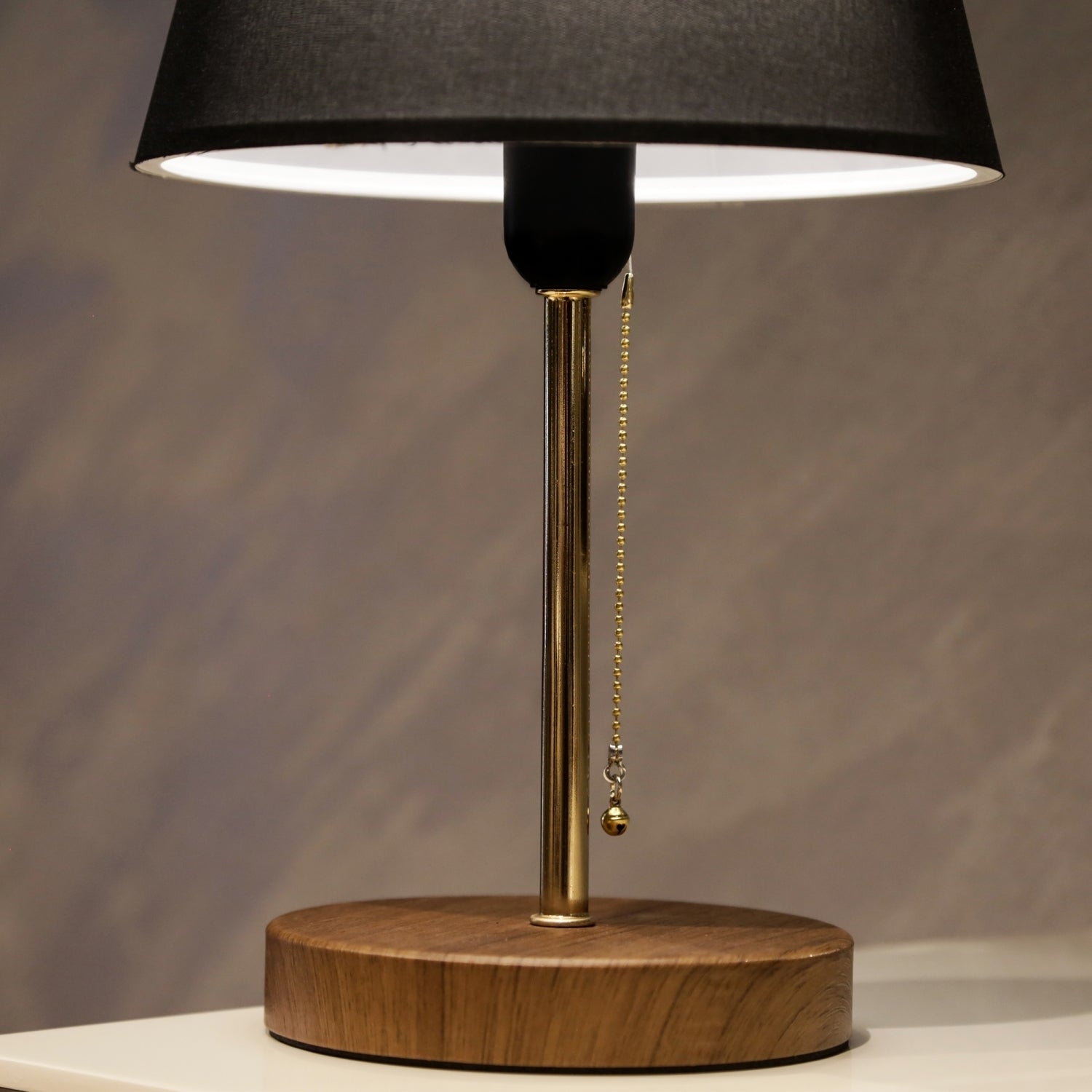 Sera Wooden Leg Black Shade Table Lamp | ByLamp