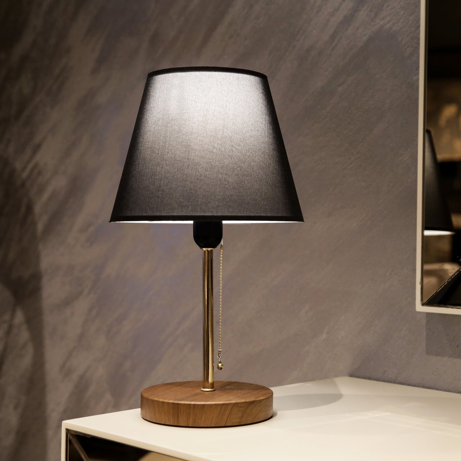 Sera Wooden Leg Black Shade Table Lamp | ByLamp