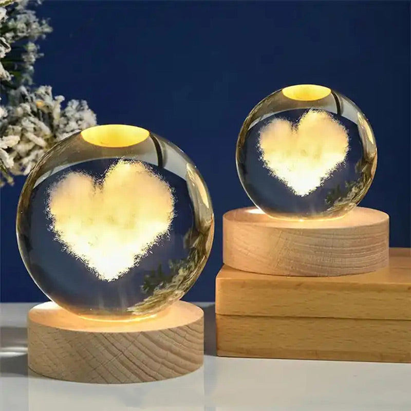 Valentine's Day Special Gift Color Changing Heart Figured Crystal Ball Night Lamp