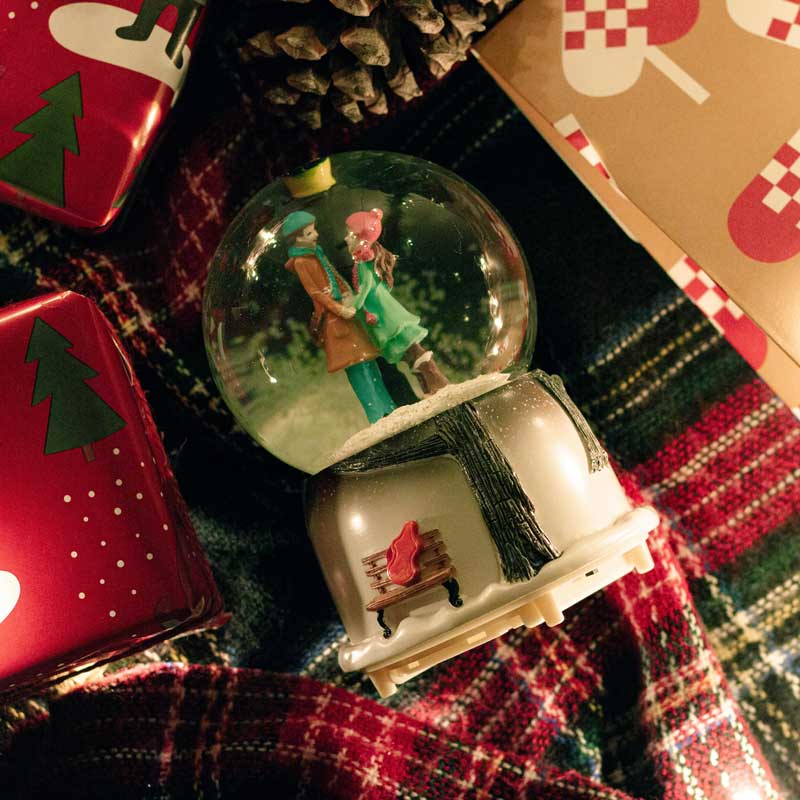 Romantic Gift for Lover Snow Globe with Lights and Music