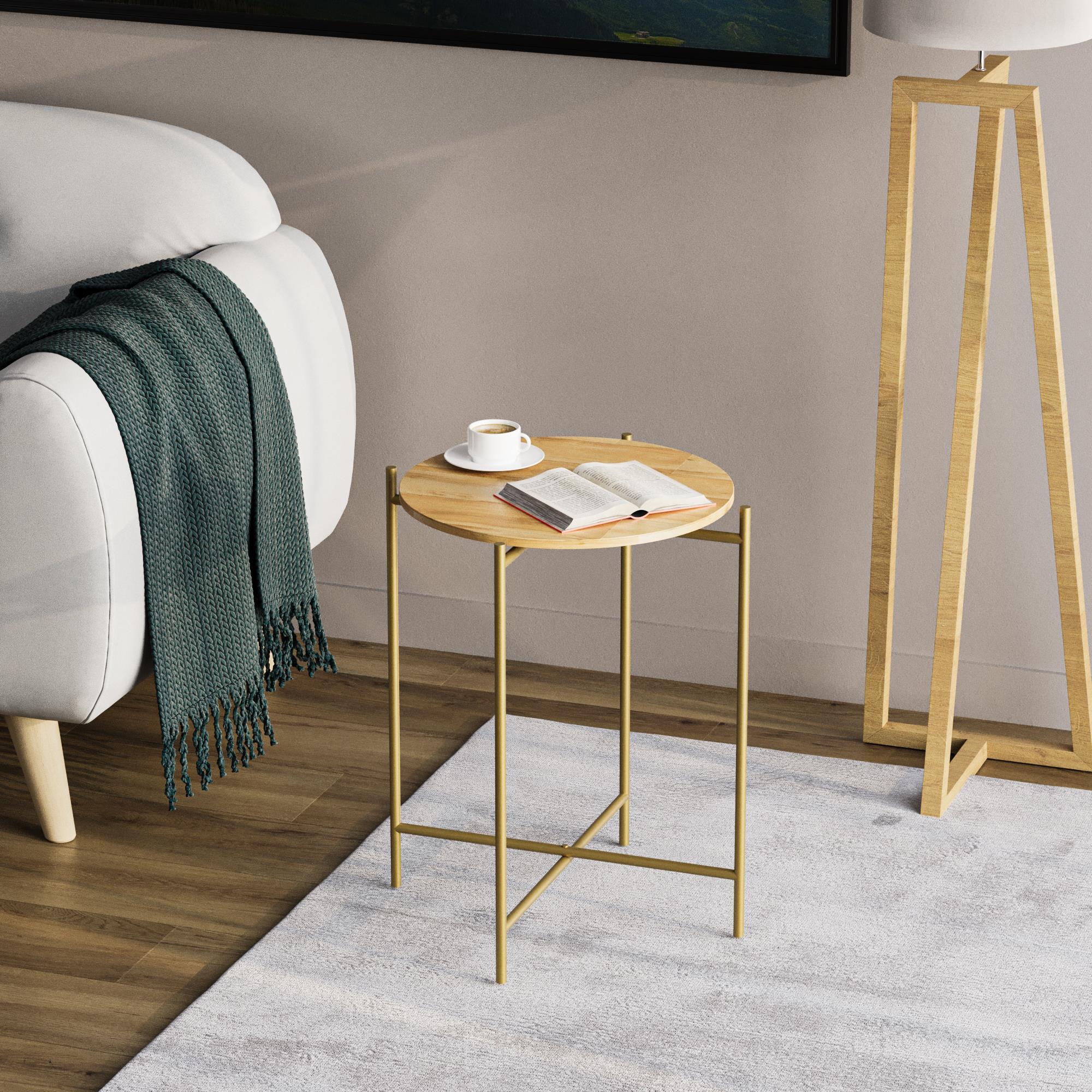 SHB-004-A Dekoratif Ahşap Metal Sehpa | ByLamp