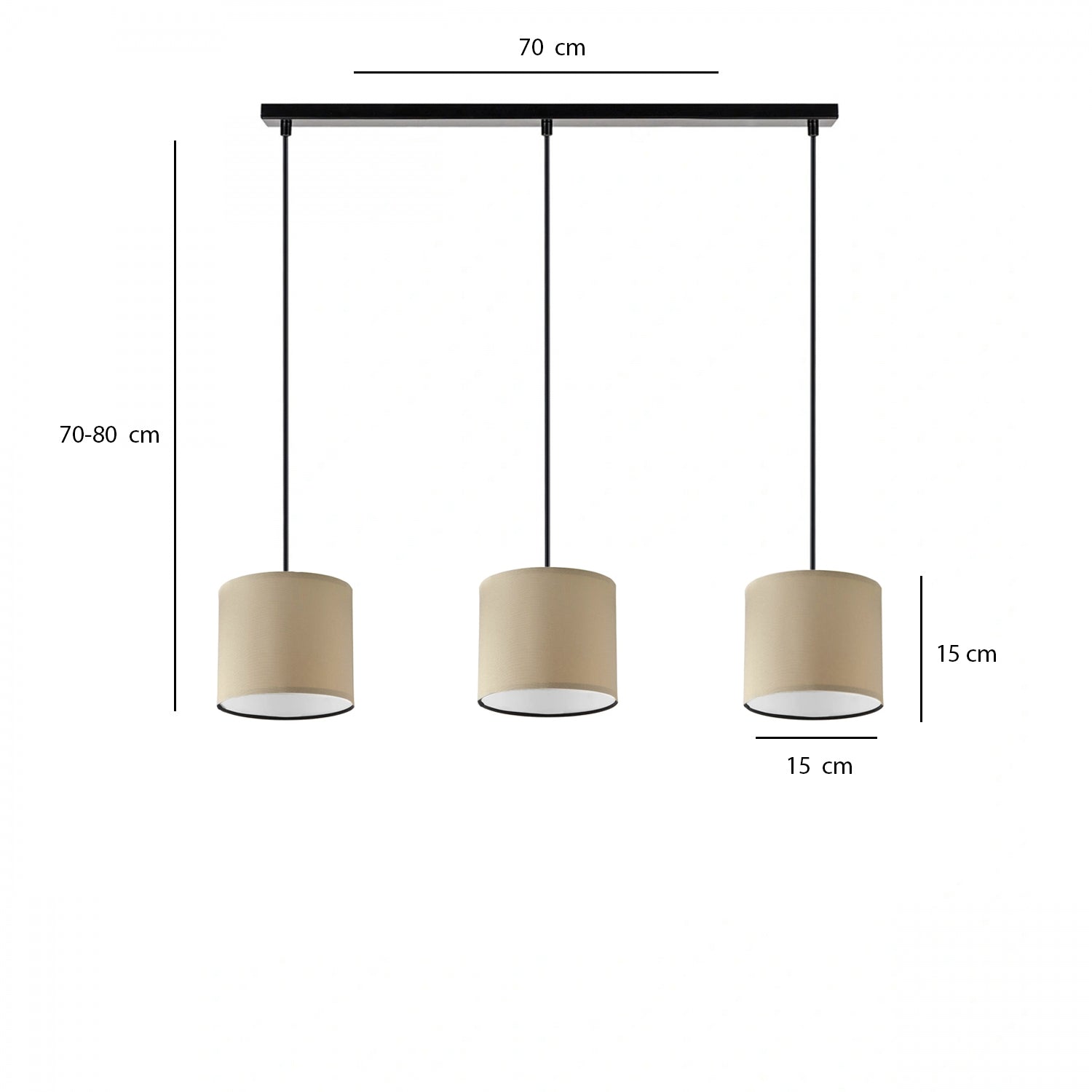 Loft 3-piece Pendant Lamp Milky Coffee Fabric Lampshade Pendant Lamp | ByLamp