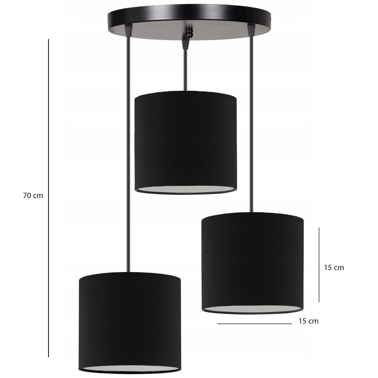 Sveto Black Fabric 3-shade Pendant Lamp | ByLamp