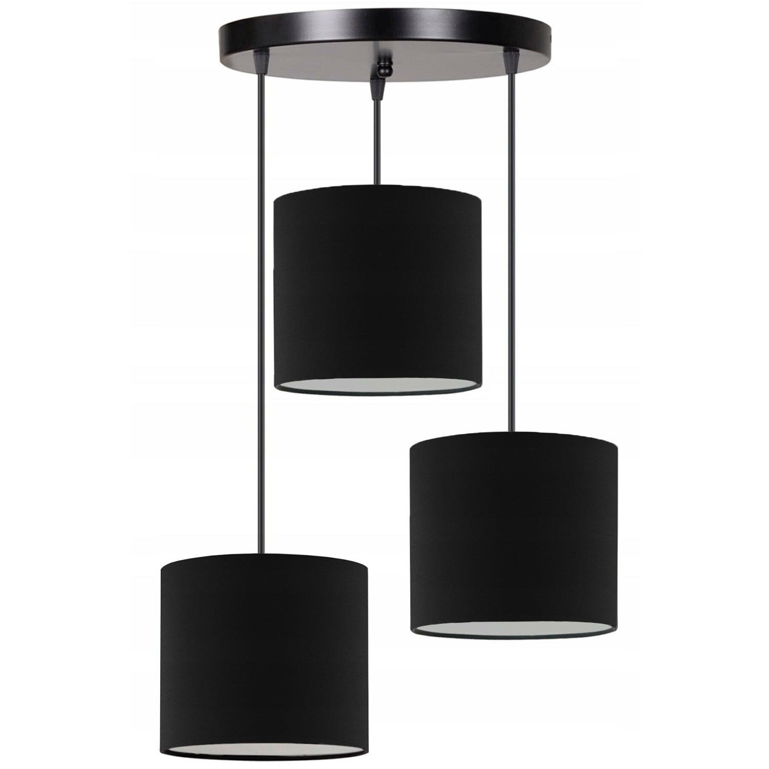 Sveto Black Fabric 3-shade Pendant Lamp | ByLamp