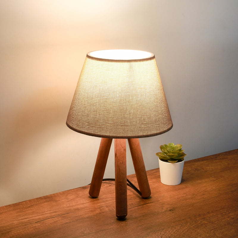 Design Wooden Kumbeige Fabric Shade Table Lamp | ByLamp