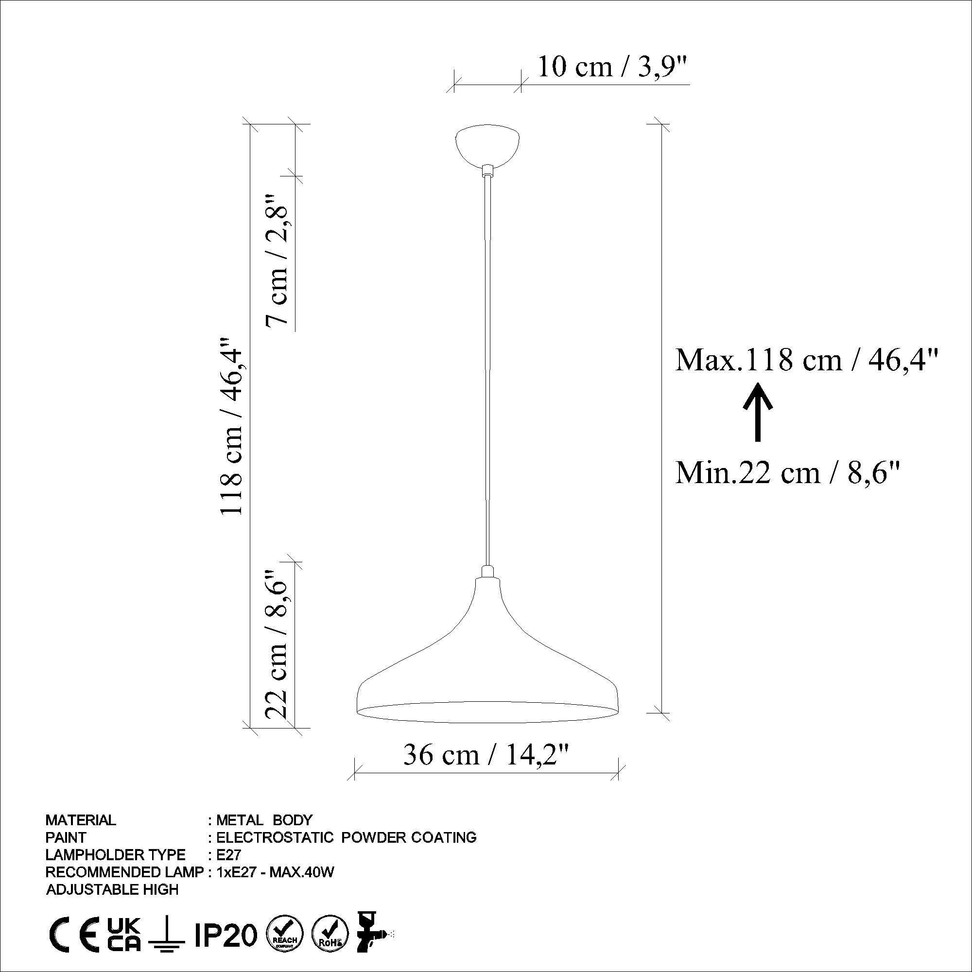 Tattoo D Nus 2641 Turkuaz Sıvama Sarkıt Aydınlatma | ByLamp