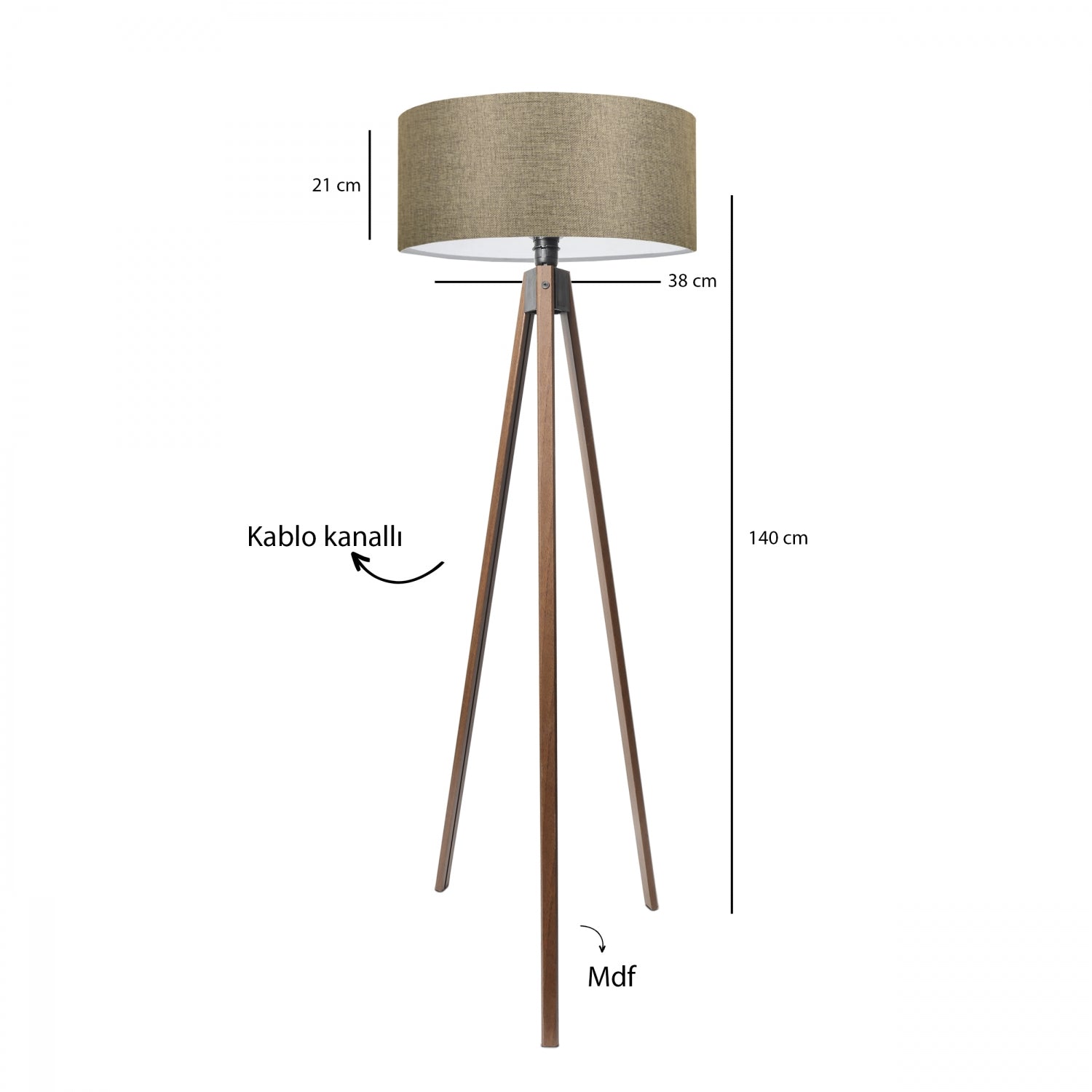 Tripod Kumaş Başlık Lambader | ByLamp