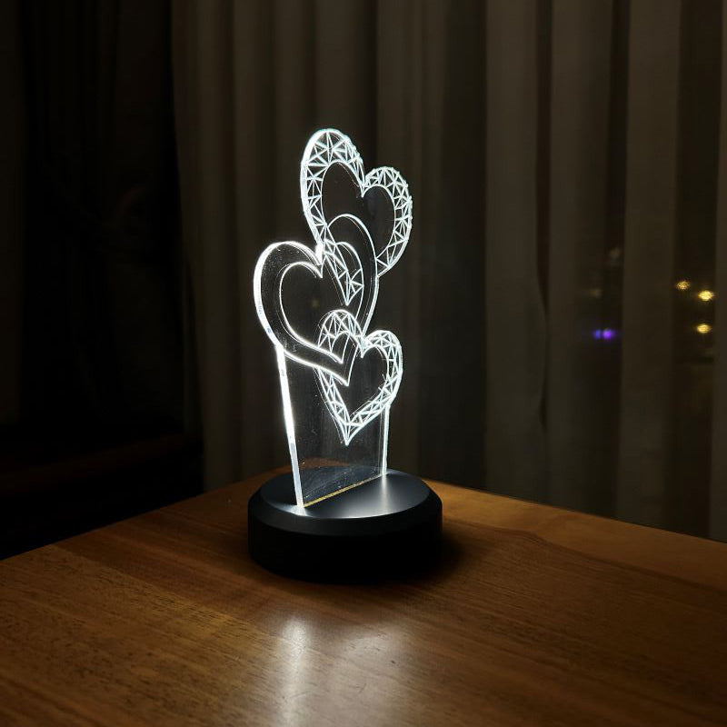 3-dimensional three hearts led lamps