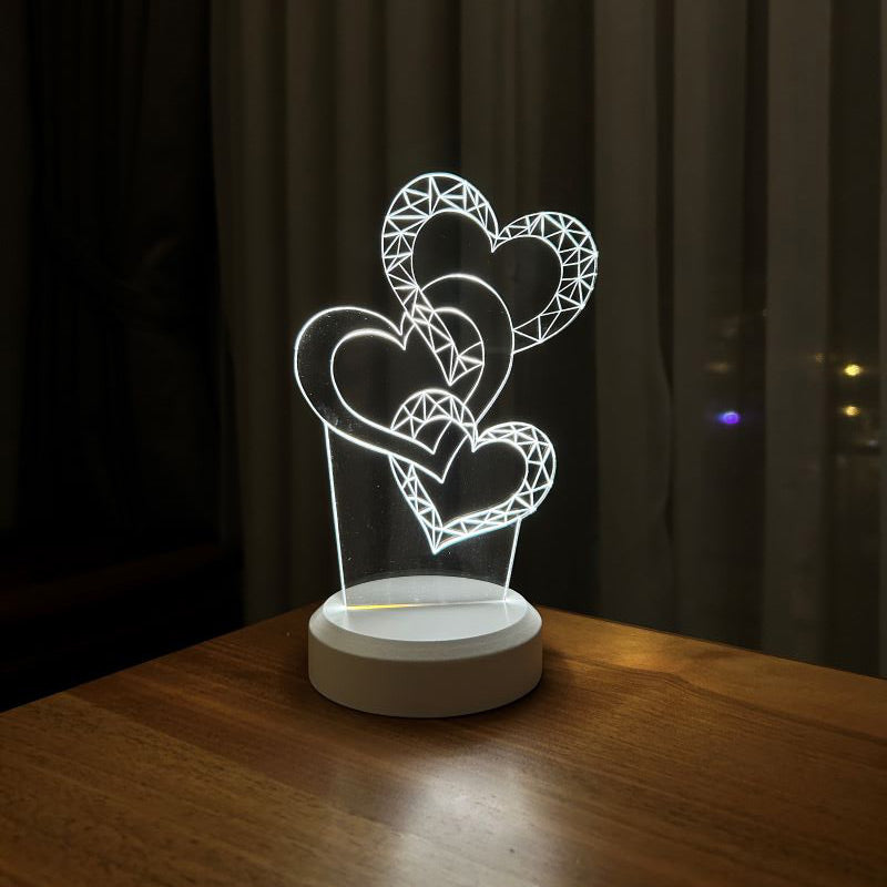 3-dimensional three hearts led lamps