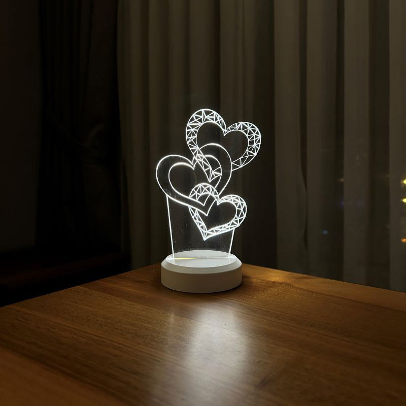 3-dimensional three hearts led lamps