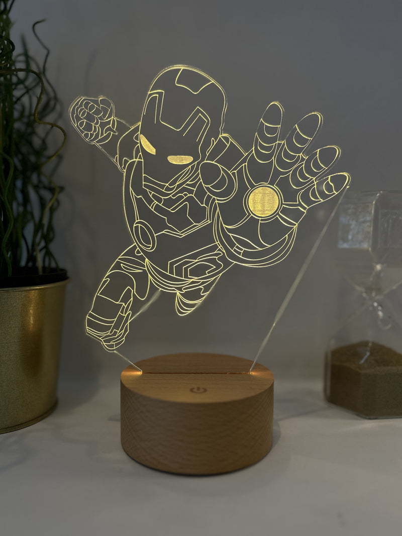 Uçan Iron Man Figürlü Dekoratif Hediye Led Masa Lambası | BYLAMP