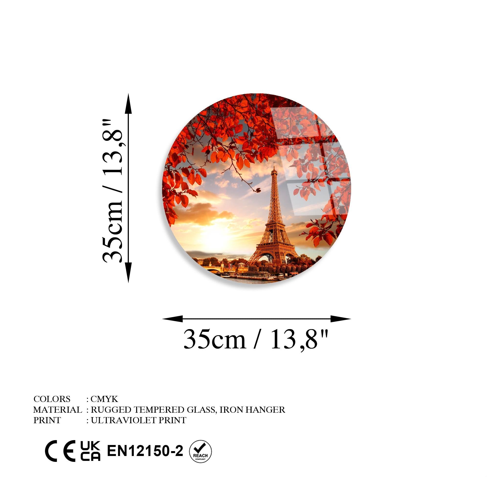 UV-1148 Baskılı Cam Yuvarlak Duvar Tablosu | ByLamp