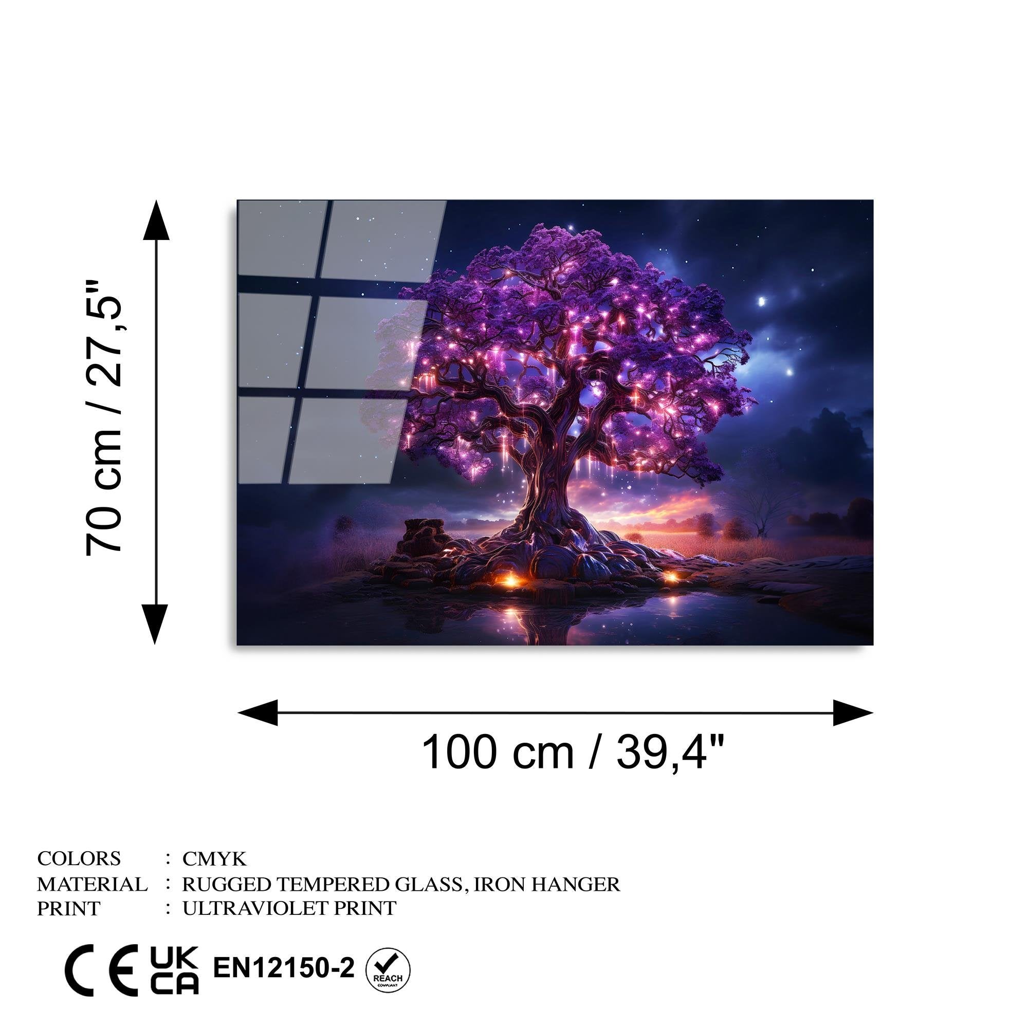 UV-1185 Baskılı Cam Dikdörtgen Duvar Tablosu | ByLamp