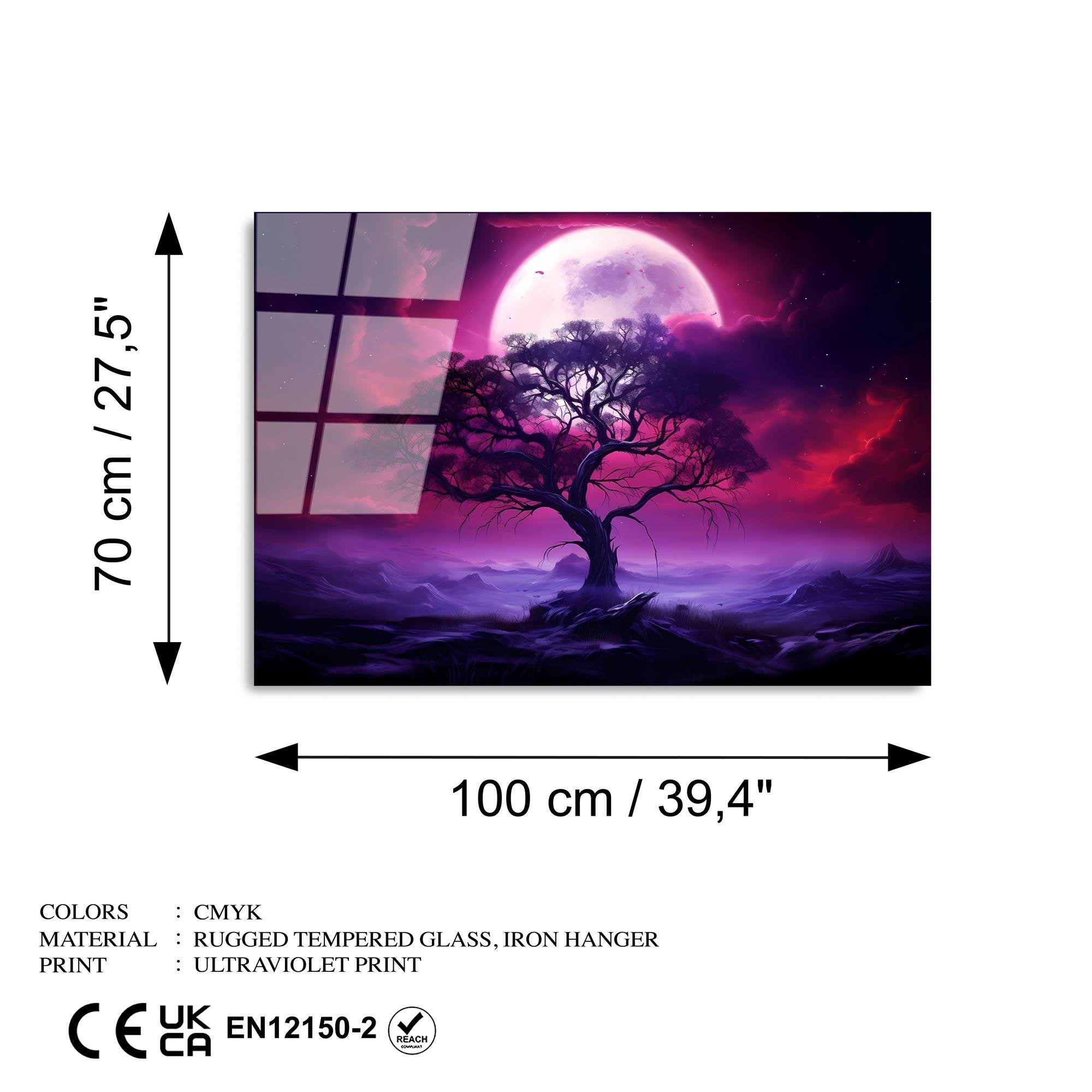 UV-1216 Baskılı Cam Dikdörtgen Duvar Tablosu | ByLamp